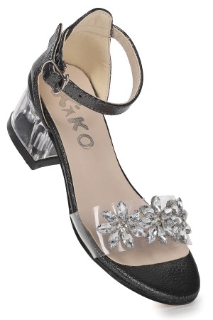 KİKO KİDS YANGU VAKKO TAŞLI KIZ ÇOCUK 3 CM ŞEFFAF TOPUKLU SANDALET ABİYE AYAKKABI