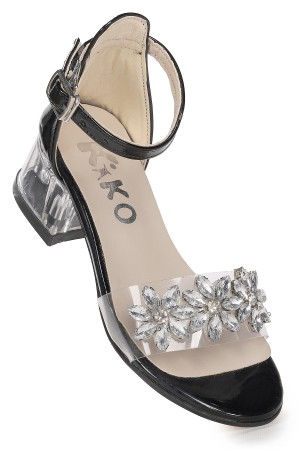 KİKO KİDS YANGU RUGAN TAŞLI KIZ ÇOCUK 3 CM ŞEFFAF TOPUKLU SANDALET ABİYE AYAKKABI