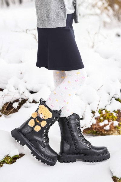 KİKO KİDS 450 AYICIKLI FERMUARLI KIZ ÇOCUK GÜNLÜK BOT AYAKKABI