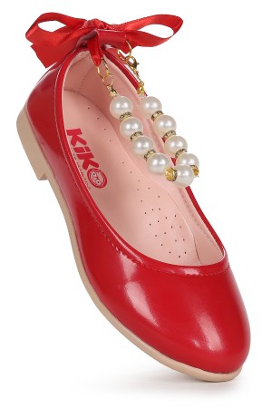 KİKO KİDS BLANCH RUGAN  İNCİLİ LASTİKLİ KIZ ÇOCUK BABET AYAKKABI