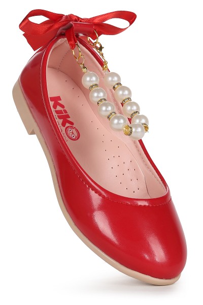 KİKO KİDS BLANCH RUGAN  İNCİLİ LASTİKLİ KIZ ÇOCUK BABET AYAKKABI