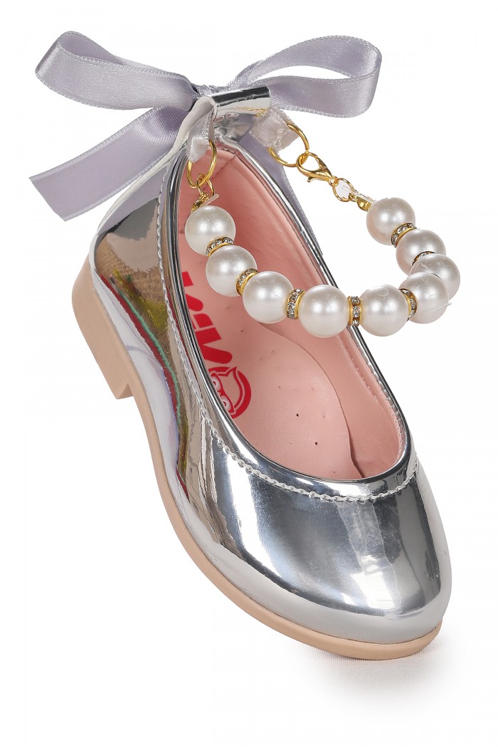 KİKO KİDS BLANCH AYNA İNCİLİ LASTİKLİ KIZ BEBEK BABET AYAKKABI