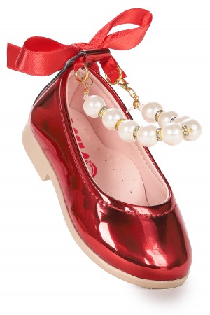 KİKO KİDS BLANCH AYNA İNCİLİ LASTİKLİ KIZ BEBEK BABET AYAKKABI