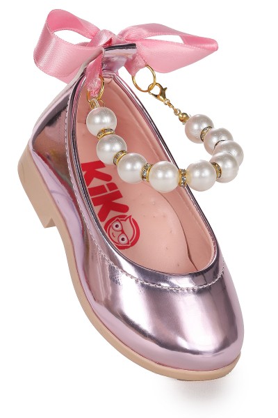 KİKO KİDS BLANCH AYNA İNCİLİ LASTİKLİ KIZ BEBEK BABET AYAKKABI