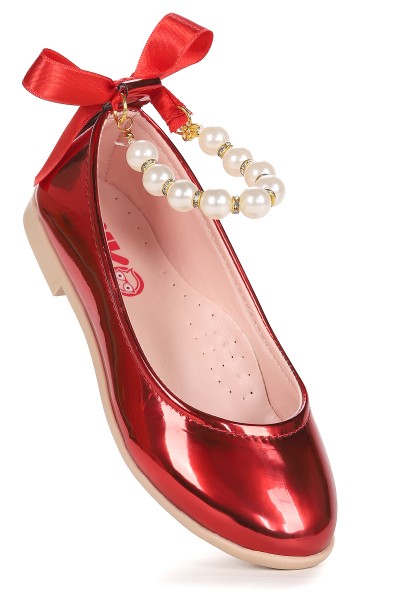 KİKO KİDS BLANCH AYNA İNCİLİ LASTİKLİ KIZ ÇOCUK BABET AYAKKABI