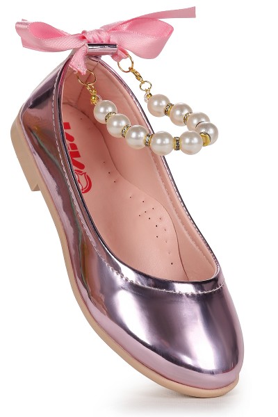 KİKO KİDS BLANCH AYNA İNCİLİ LASTİKLİ KIZ ÇOCUK BABET AYAKKABI