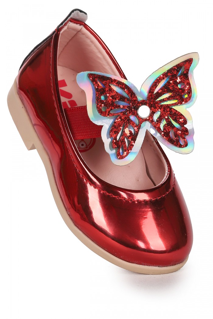 KİKO KİDS AYNA MENZ KELEBEK LASTİKLİ KIZ BEBEK BABET AYAKKABI