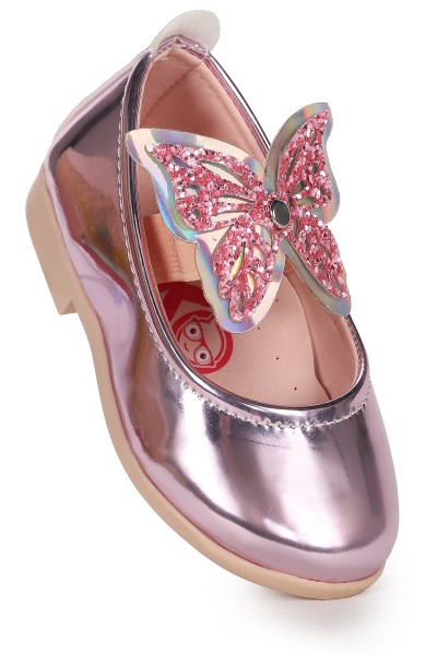 KİKO KİDS AYNA MENZ KELEBEK LASTİKLİ KIZ BEBEK BABET AYAKKABI