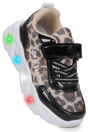 KİKO KİDS TENO LEOPAR DESENLİ CIRTLI IŞIKLI KIZ BEBEK SPOR AYAKKABI