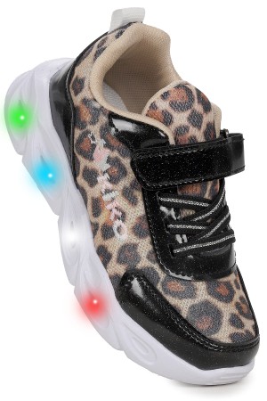 KİKO KİDS TENO LEOPAR DESENLİ CIRTLI IŞIKLI KIZ ÇOCUK SPOR AYAKKABI